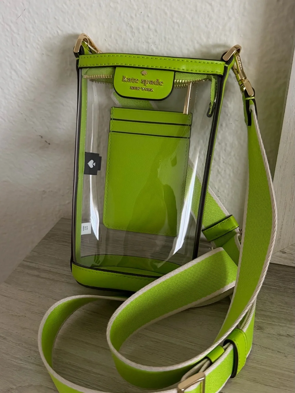 kate spade lime green clear crossbody bag